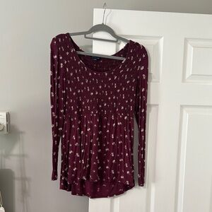 Women's Burgundy Floral Top